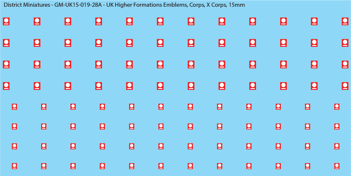 WW2 British - UK Higher Formations Emblems, 15mm Decals
