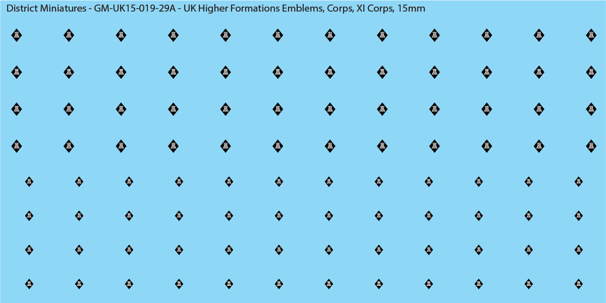 WW2 British - UK Higher Formations Emblems, 15mm Decals