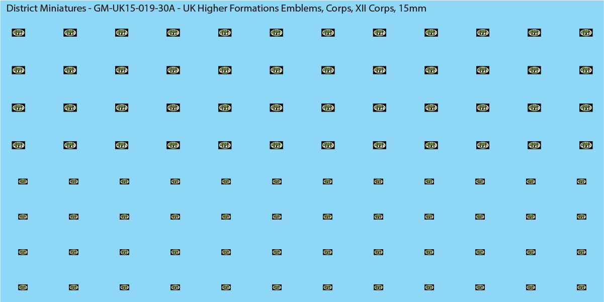 WW2 British - UK Higher Formations Emblems, 15mm Decals