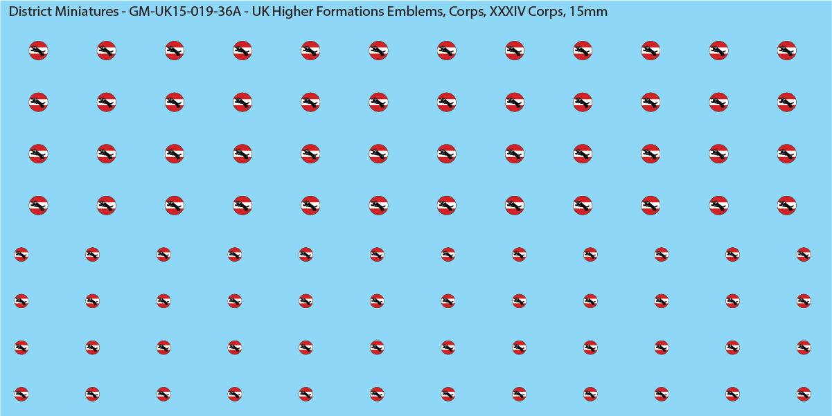 WW2 British - UK Higher Formations Emblems, 15mm Decals