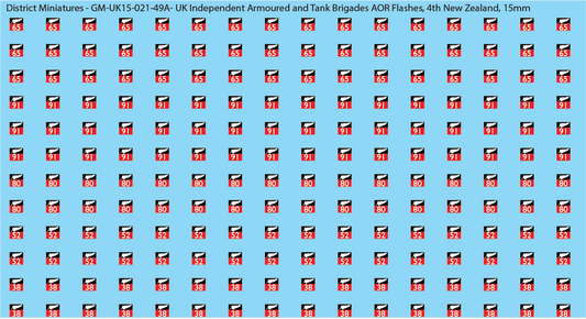 WW2 British - UK Independent Armoured and Tank Brigades AOR Flashes (Multiple Options), 15mm Decals