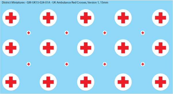 WW2 - Ambulance Crosses, 15mm Decals