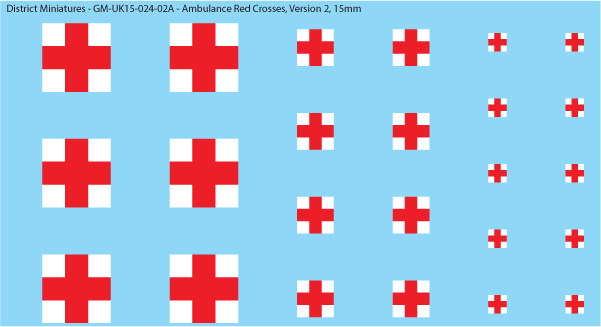 WW2 - Ambulance Crosses, 15mm Decals