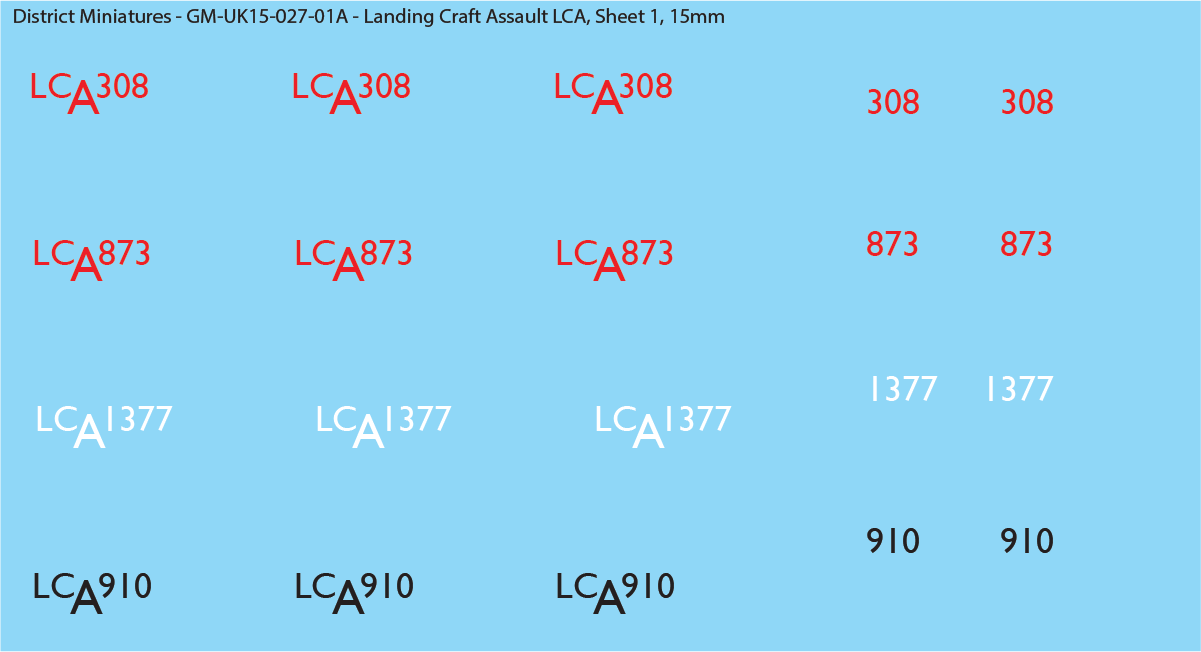 WW2 UK Landing Craft Decals (Multiple Options), 15mm Decals