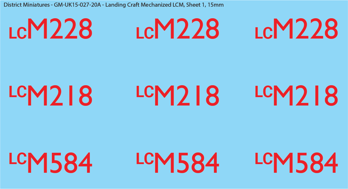 WW2 UK Landing Craft Decals (Multiple Options), 15mm Decals