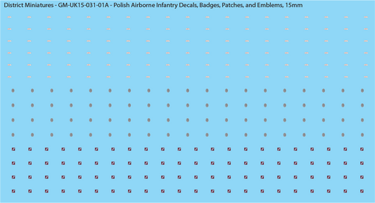 WW2 British - Polish Airborne Infantry Decals, Badges, Patches, and Emblems, 15mm Decals