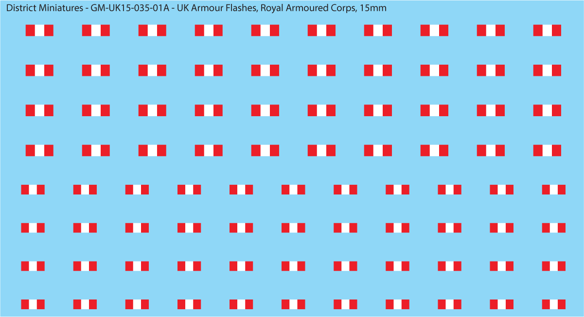 WW2 British - UK Royal Armoured Corps Flashes (Multiple Options), 15mm Decals