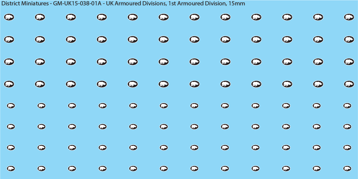 WW2 British - UK Divisional and Brigade Insignia for Armoured/Tanks (Multiple Options), 15mm Decals