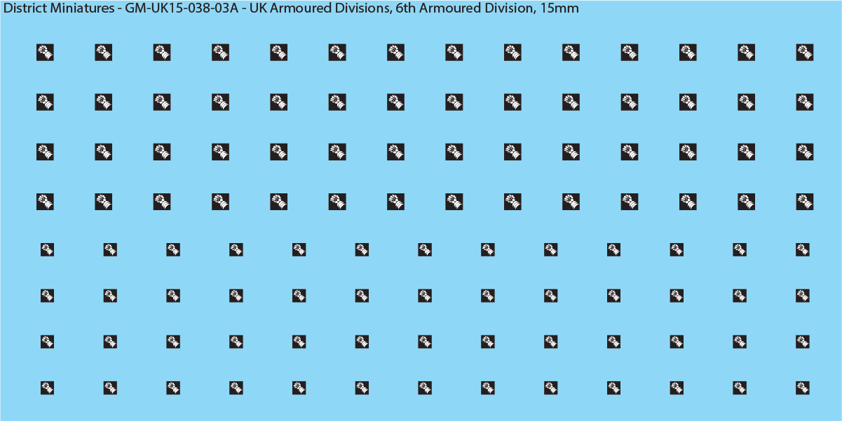 WW2 British - UK Divisional and Brigade Insignia for Armoured/Tanks (Multiple Options), 15mm Decals