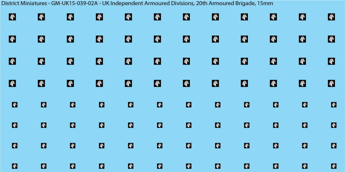 WW2 British - UK Divisional and Brigade Insignia for Armoured/Tanks (Multiple Options), 15mm Decals