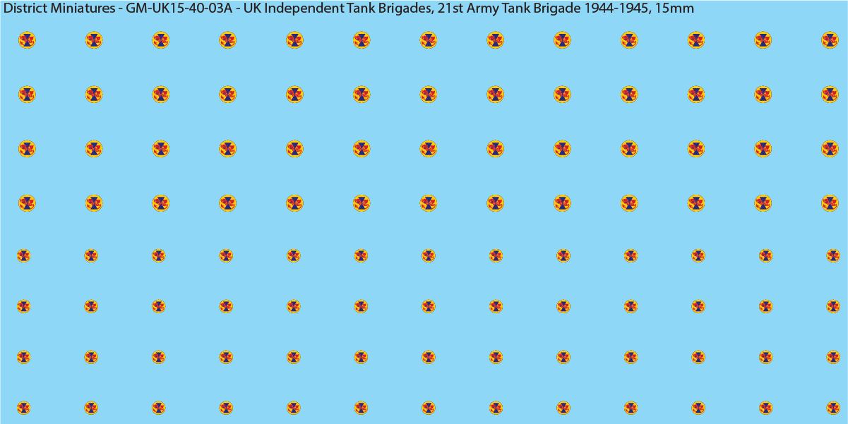 WW2 British - UK Divisional and Brigade Insignia for Armoured/Tanks (Multiple Options), 15mm Decals