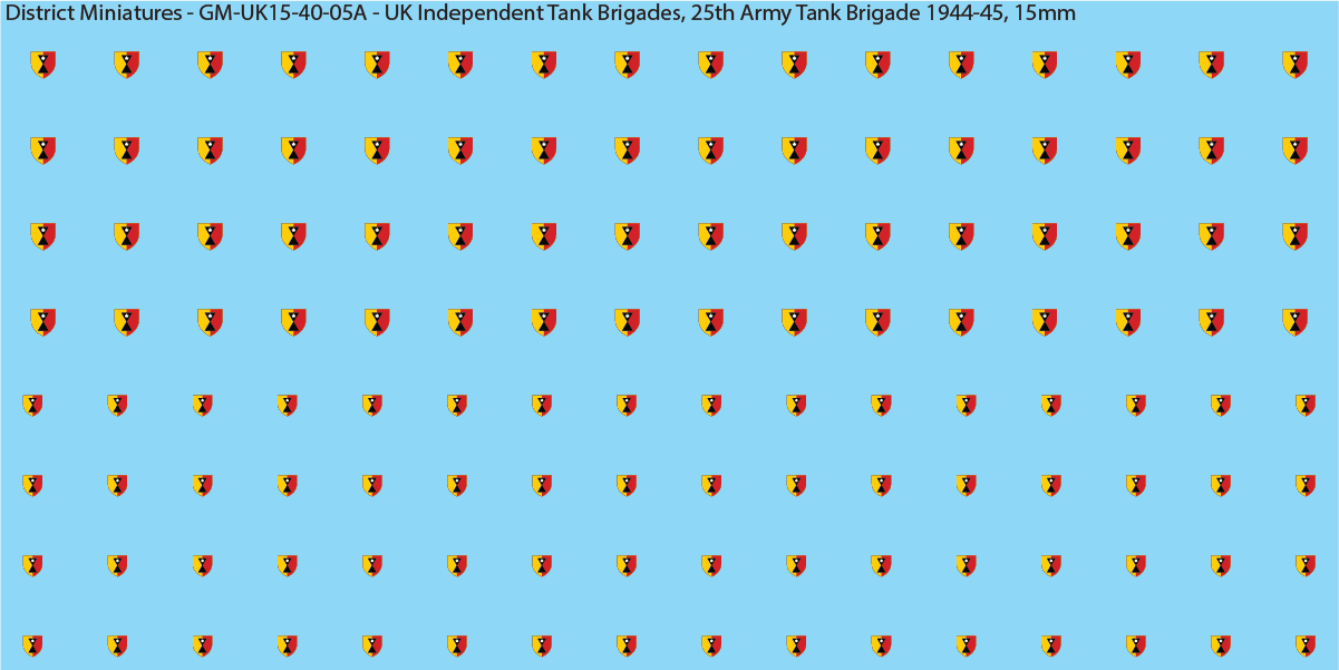 WW2 British - UK Divisional and Brigade Insignia for Armoured/Tanks (Multiple Options), 15mm Decals