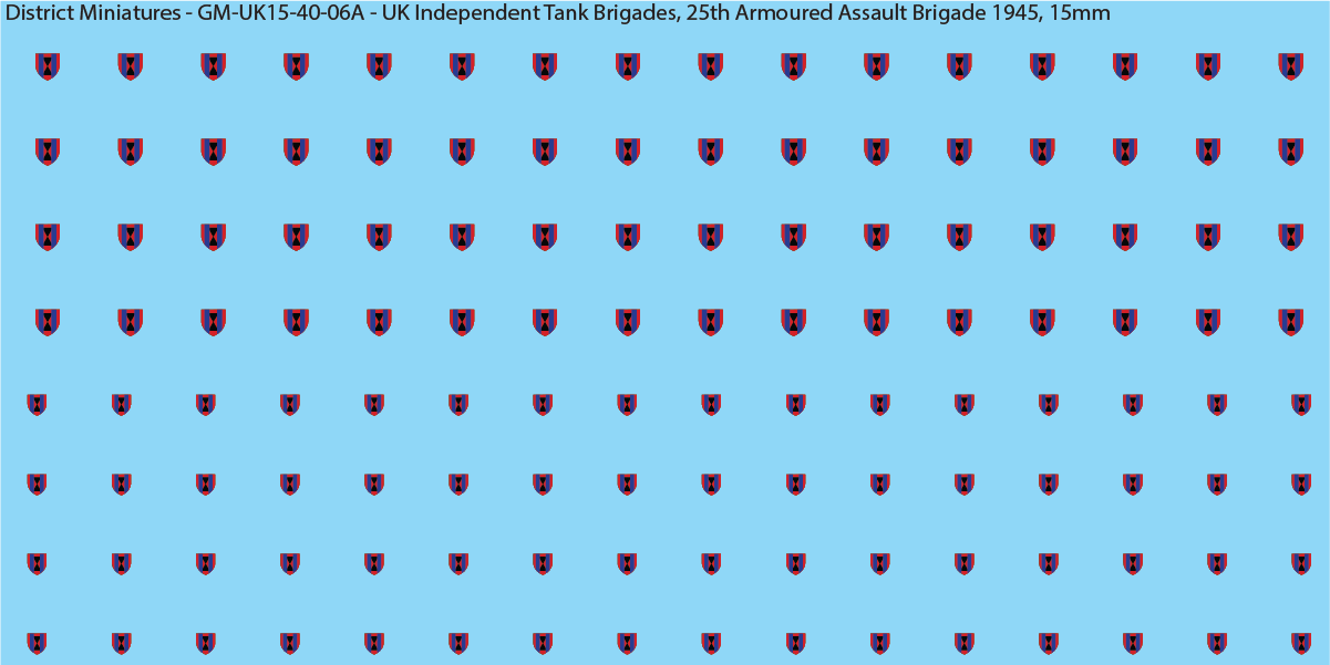 WW2 British - UK Divisional and Brigade Insignia for Armoured/Tanks (Multiple Options), 15mm Decals