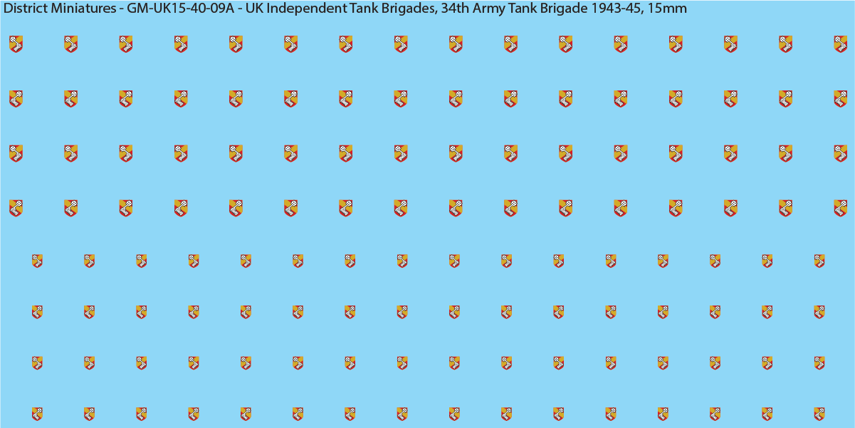 WW2 British - UK Divisional and Brigade Insignia for Armoured/Tanks (Multiple Options), 15mm Decals