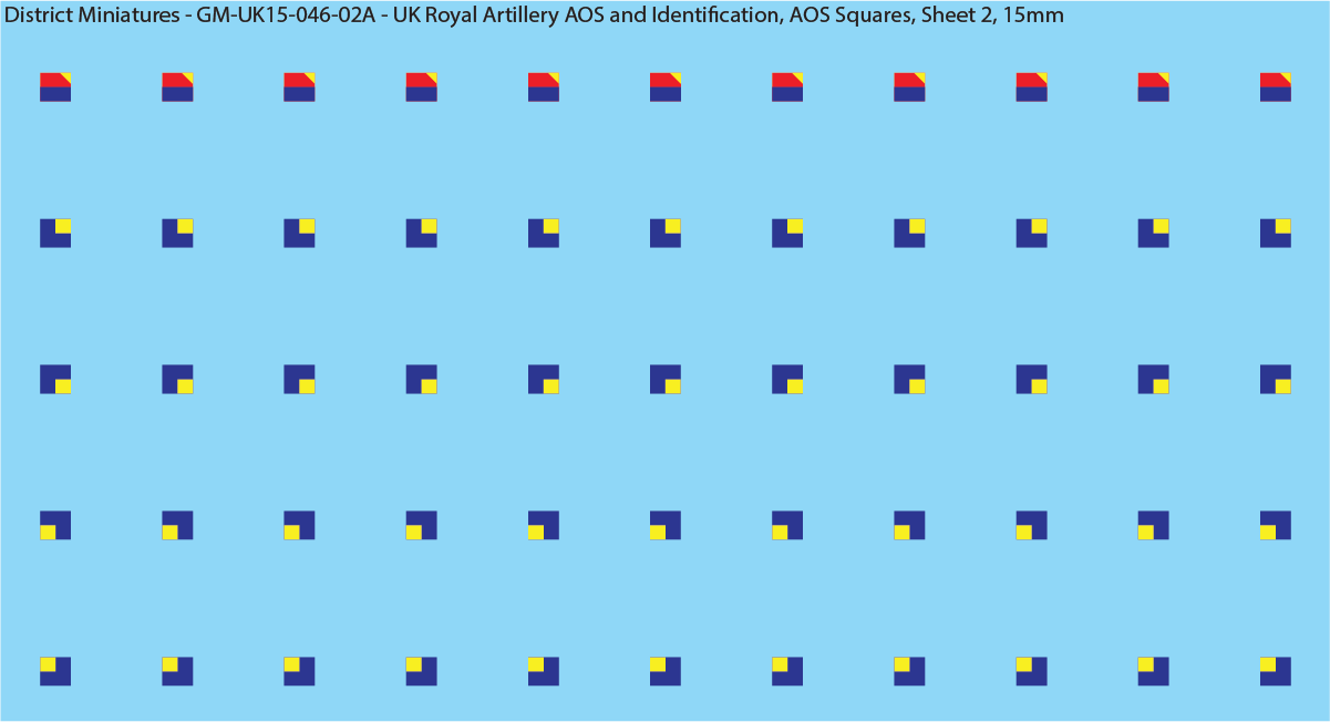 WW2 British - UK Royal Artillery AOS and Identification (Multiple Options), 15mm Decals
