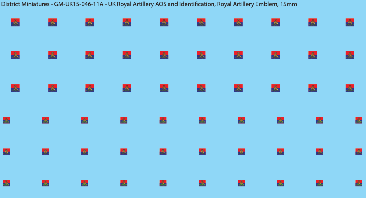 WW2 British - UK Royal Artillery AOS and Identification (Multiple Options), 15mm Decals