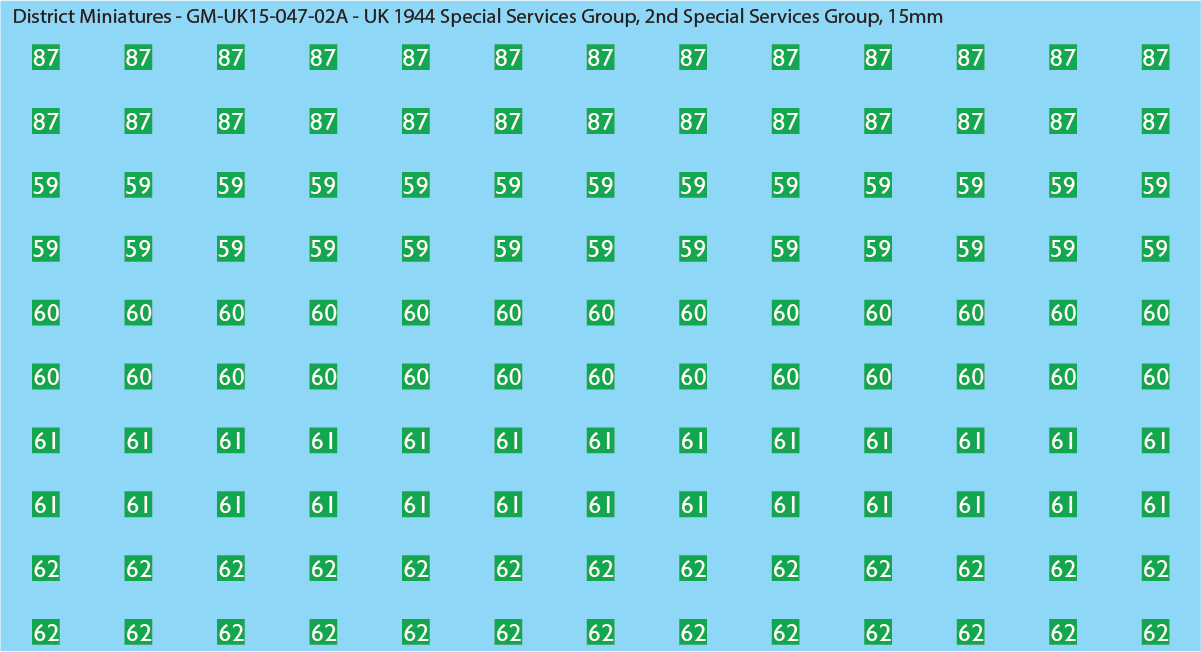 WW2 British - UK 1944 Special Services Group (Multiple Options), 15mm Decals