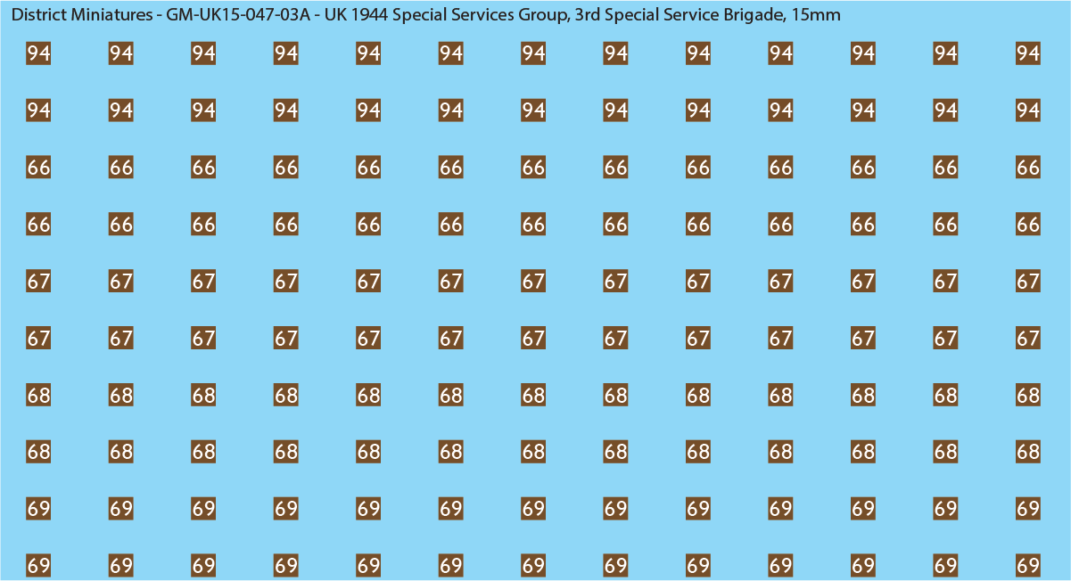 WW2 British - UK 1944 Special Services Group (Multiple Options), 15mm Decals