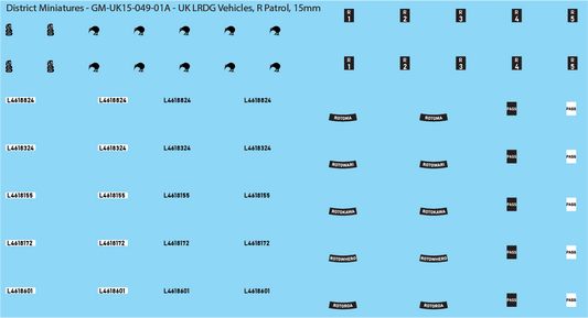 WW2 British - UK LRDG Vehicles and Patrol Markings (Multiple Options), 15mm Decals