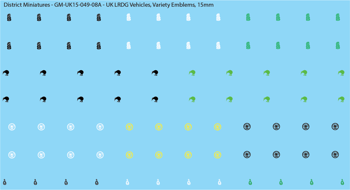 WW2 British - UK LRDG Vehicles and Patrol Markings (Multiple Options), 15mm Decals