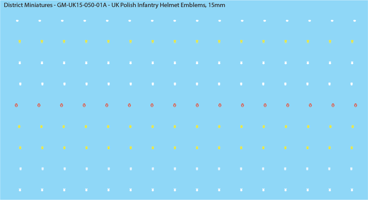 WW2 British - UK Polish Infantry Helmet Emblems, 15mm Decals