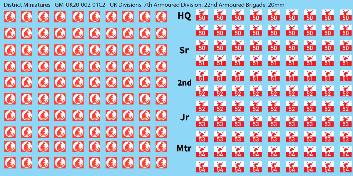 WW2 British - UK Infantry Divisions (Vehicles), 20mm Decals