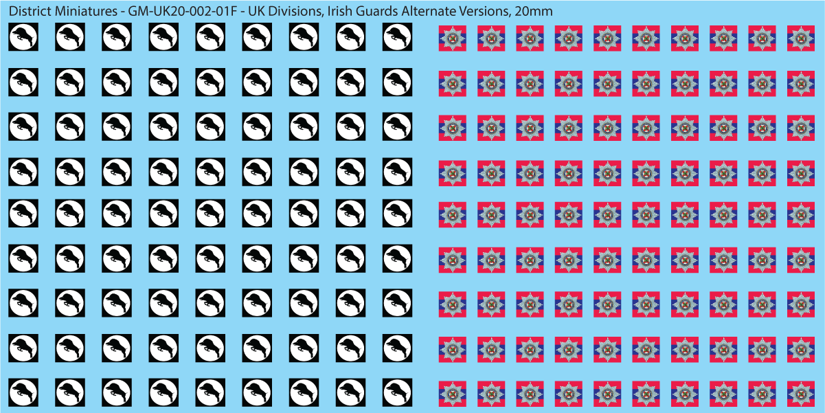 WW2 British - UK Armored Divisions, 20mm Decals