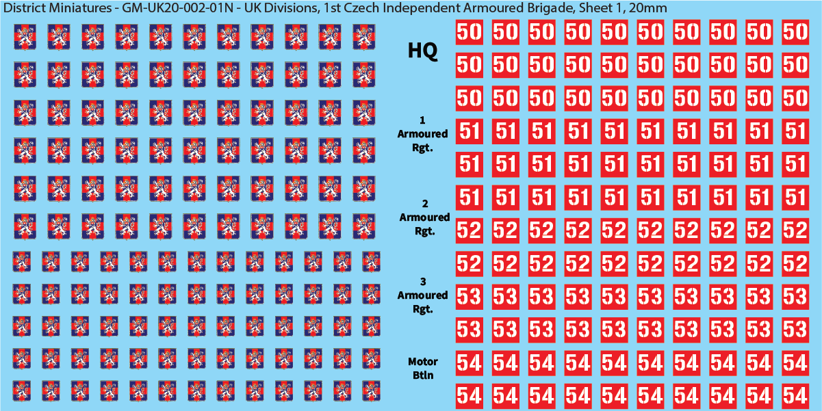 WW2 British - UK Infantry Divisions (Vehicles), 20mm Decals