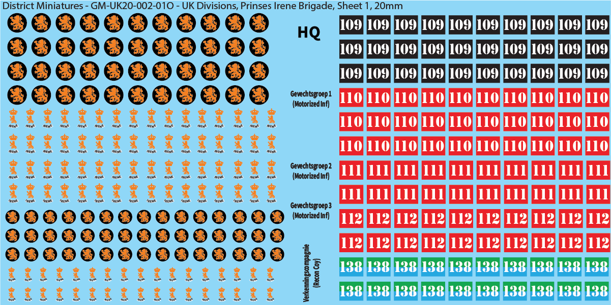 WW2 British - UK Infantry Divisions (Vehicles), 20mm Decals