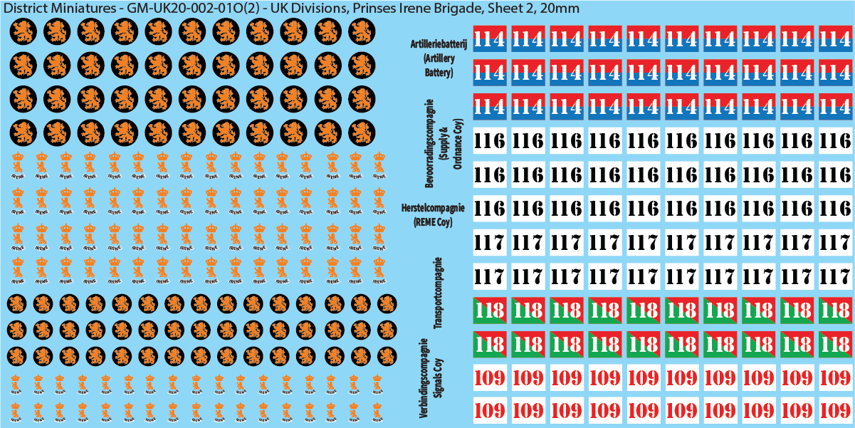 WW2 British - UK Infantry Divisions (Vehicles), 20mm Decals