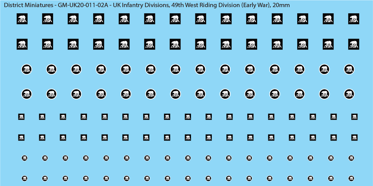 WW2 British - UK Infantry Divisions (Vehicles), 20mm Decals