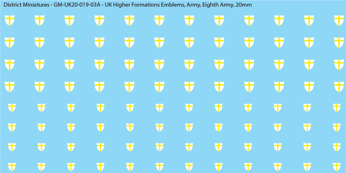 WW2 British - UK Higher Formations Emblems, 20mm Decals