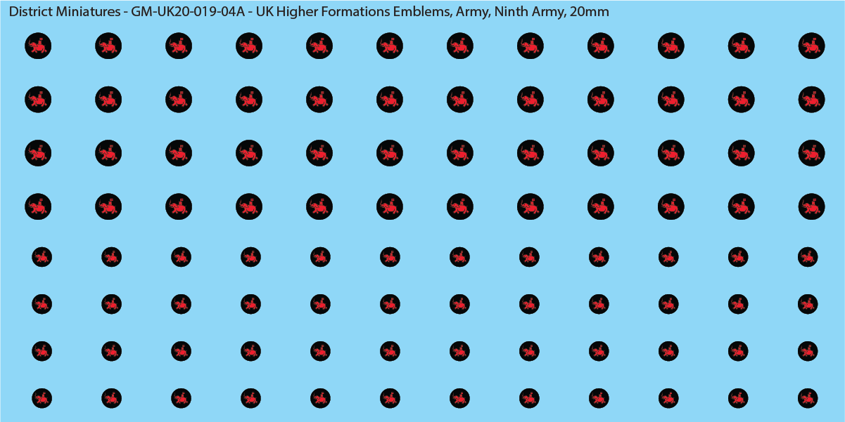 WW2 British - UK Higher Formations Emblems, 20mm Decals