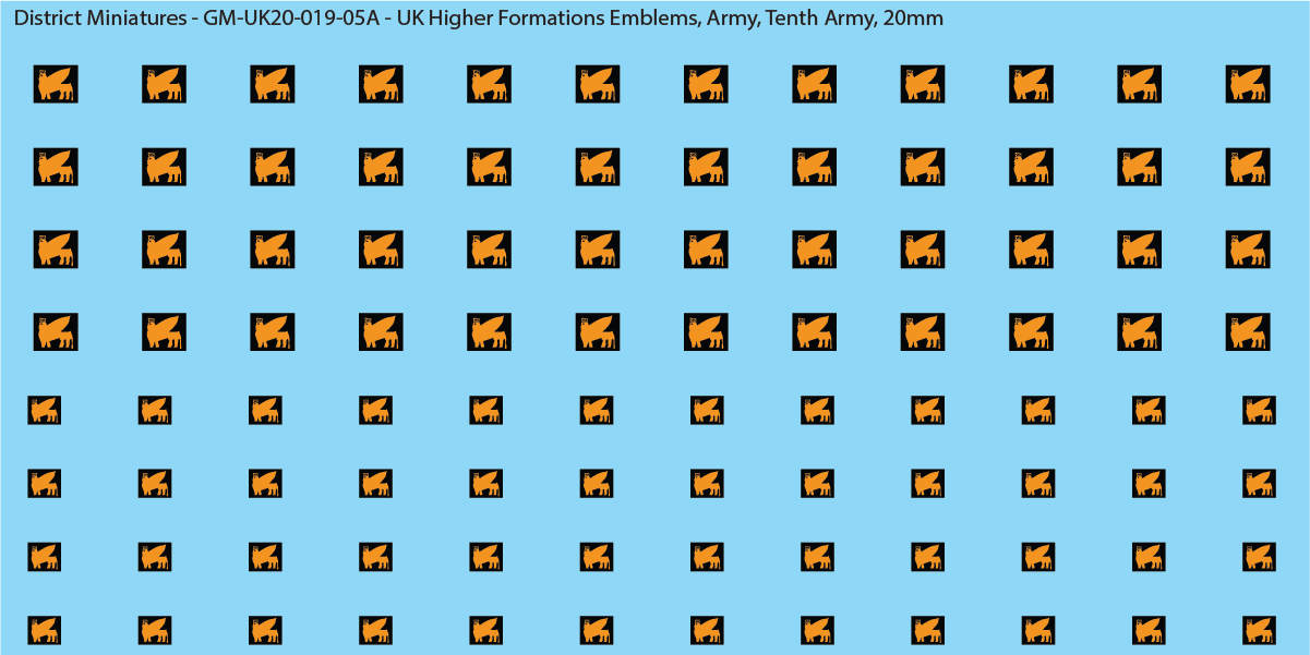 WW2 British - UK Higher Formations Emblems, 20mm Decals