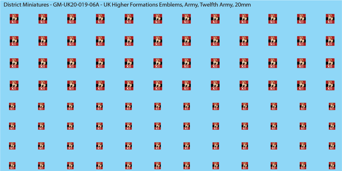 WW2 British - UK Higher Formations Emblems, 20mm Decals
