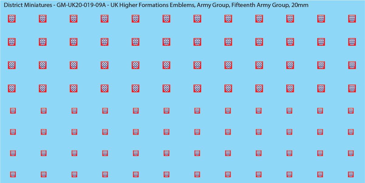 WW2 British - UK Higher Formations Emblems, 20mm Decals