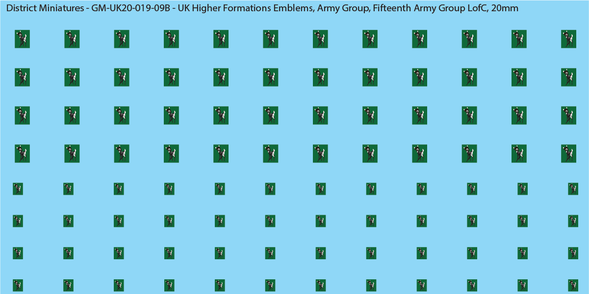 WW2 British - UK Higher Formations Emblems, 20mm Decals
