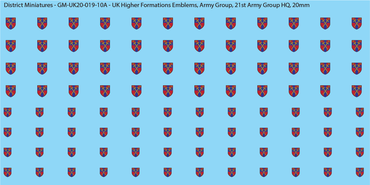 WW2 British - UK Higher Formations Emblems, 20mm Decals