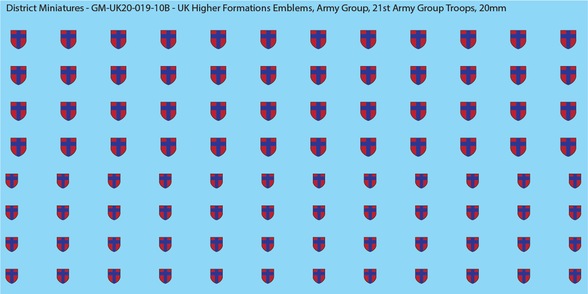WW2 British - UK Higher Formations Emblems, 20mm Decals