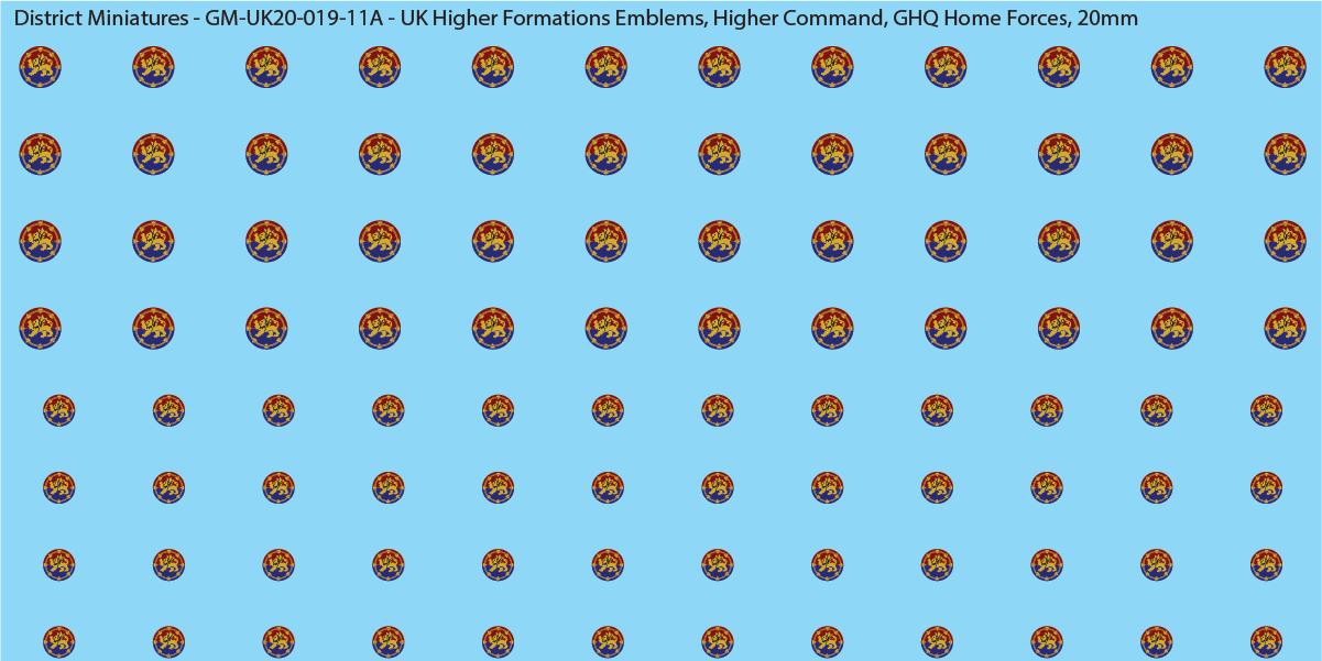 WW2 British - UK Higher Formations Emblems, 20mm Decals