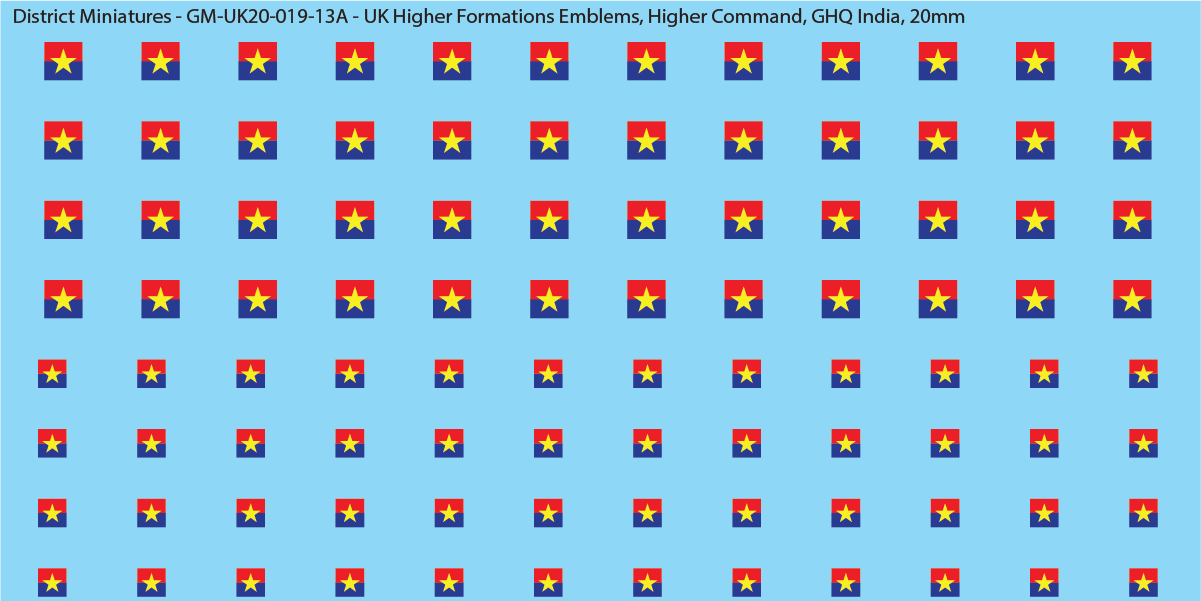WW2 British - UK Higher Formations Emblems, 20mm Decals
