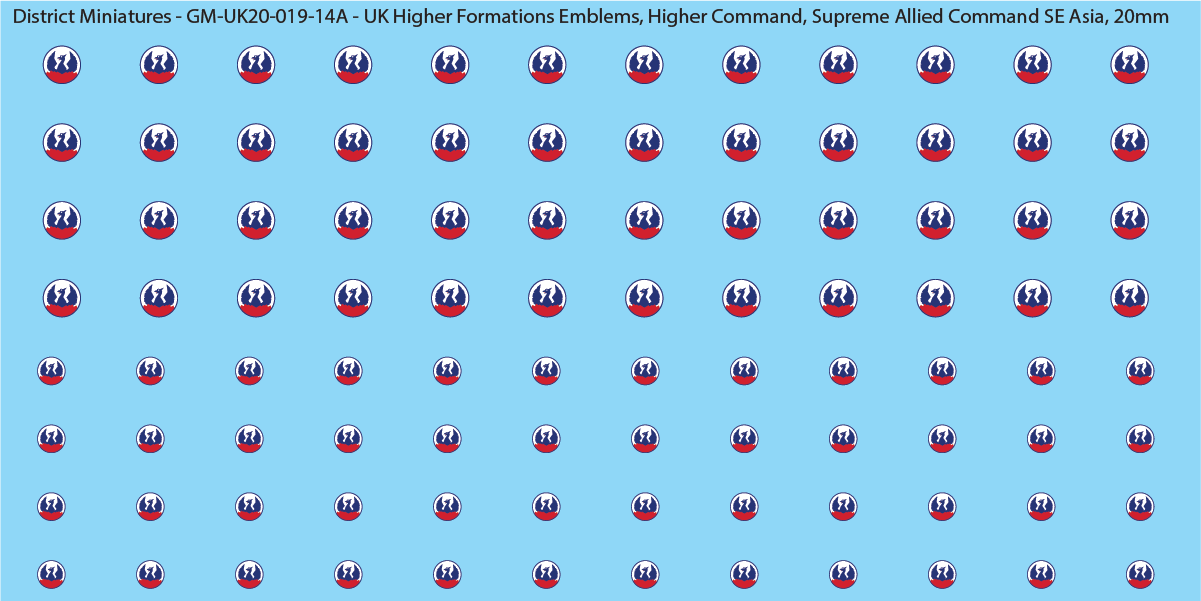 WW2 British - UK Higher Formations Emblems, 20mm Decals