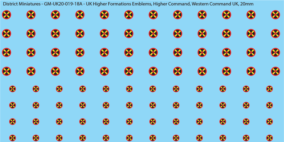 WW2 British - UK Higher Formations Emblems, 20mm Decals