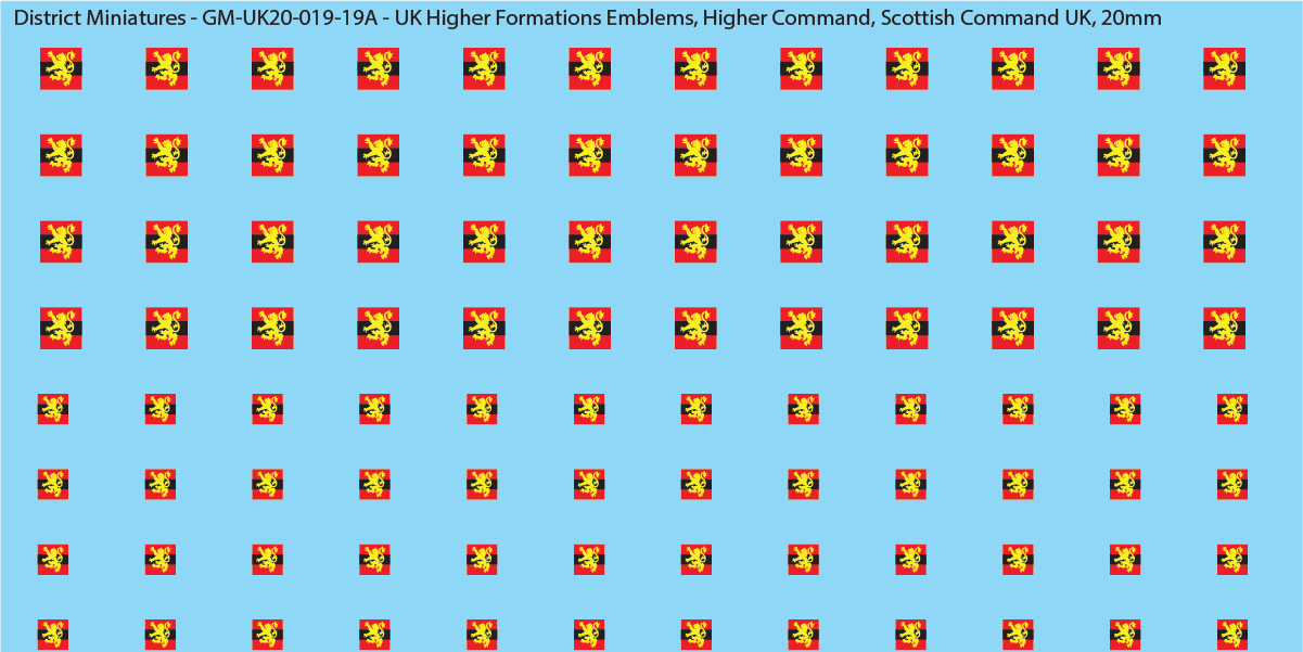 WW2 British - UK Higher Formations Emblems, 20mm Decals