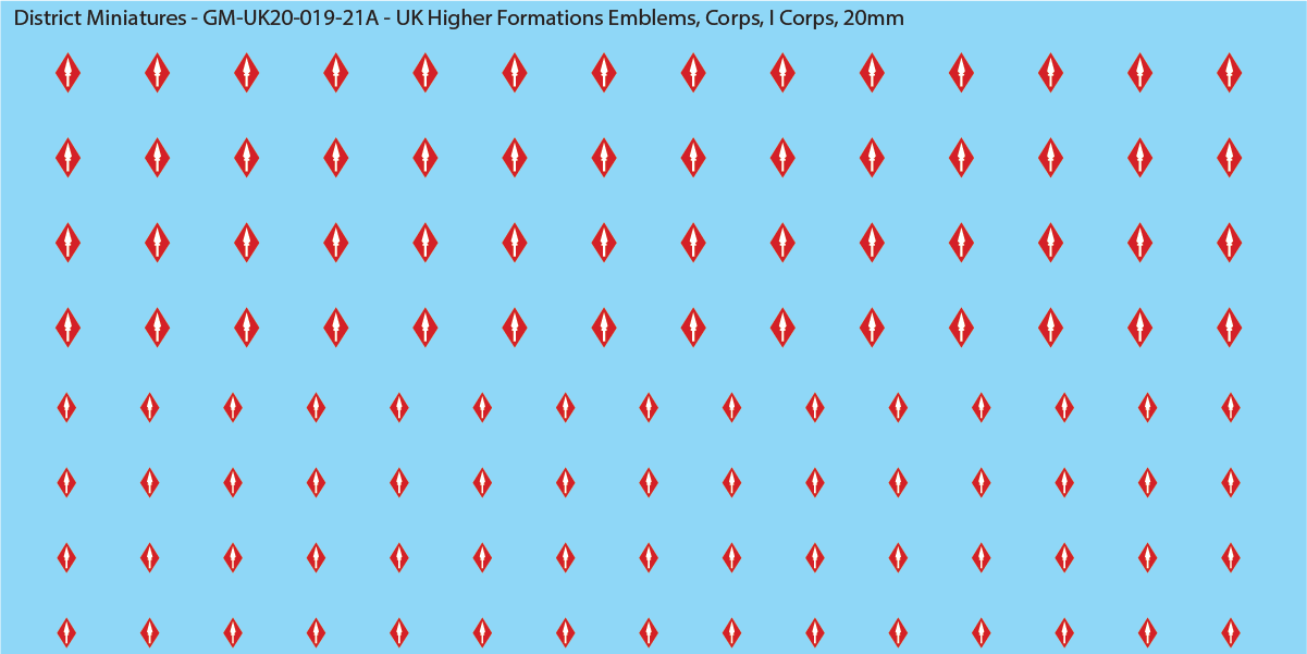 WW2 British - UK Higher Formations Emblems, 20mm Decals