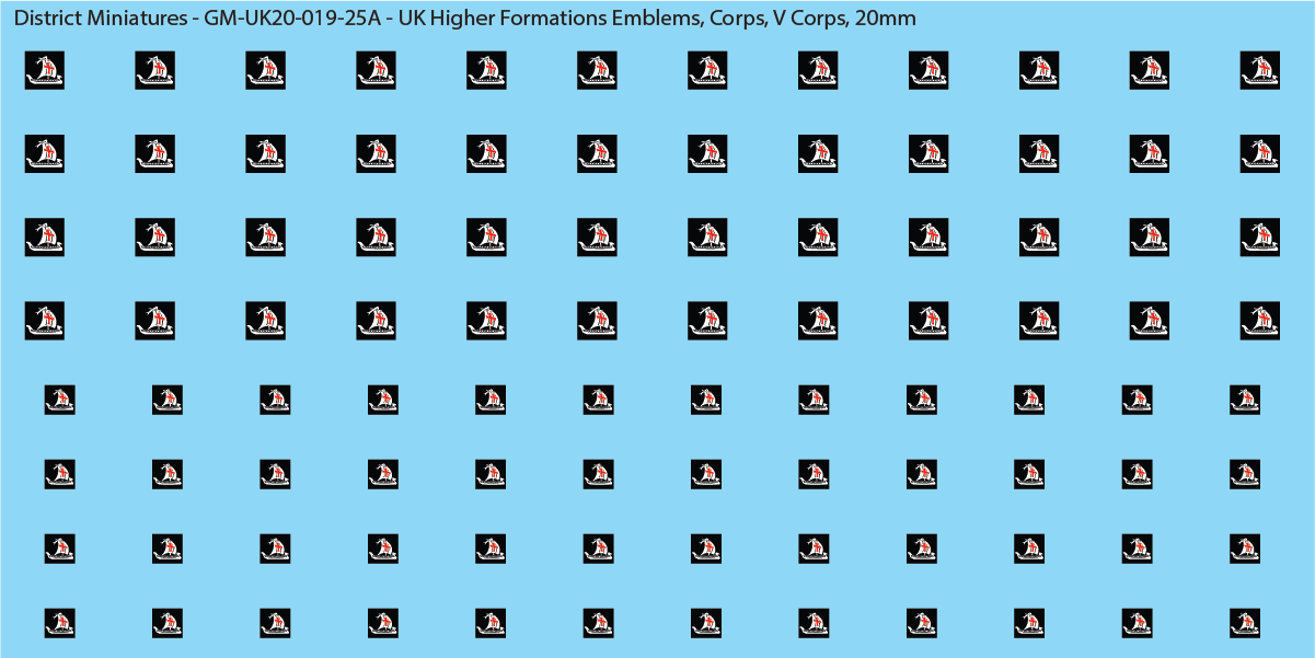 WW2 British - UK Higher Formations Emblems, 20mm Decals