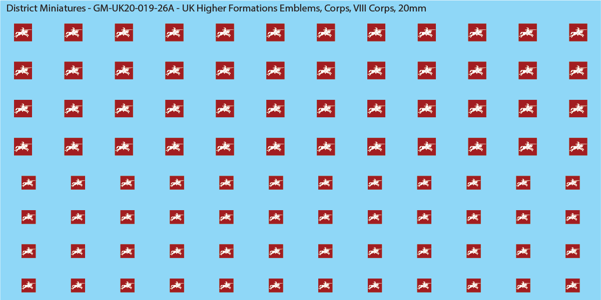 WW2 British - UK Higher Formations Emblems, 20mm Decals