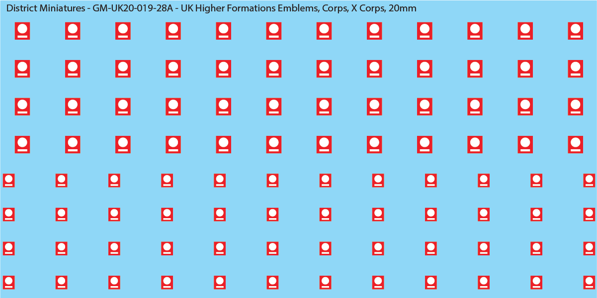 WW2 British - UK Higher Formations Emblems, 20mm Decals