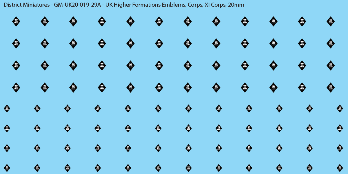 WW2 British - UK Higher Formations Emblems, 20mm Decals