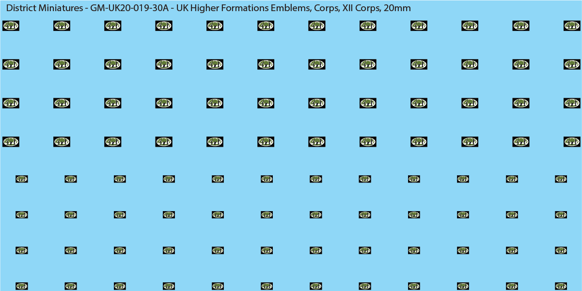 WW2 British - UK Higher Formations Emblems, 20mm Decals